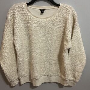Ann Taylor Cracked Ice Winter White Sweatshirt, Medium